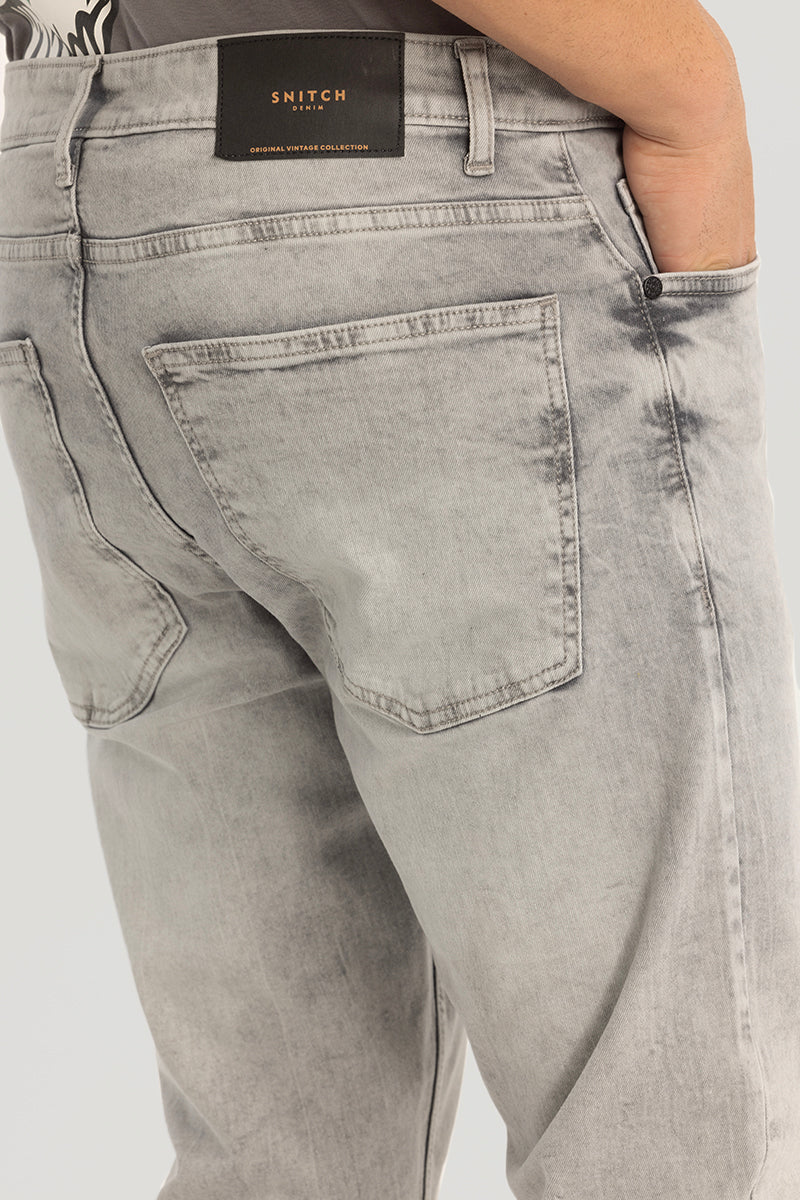 Washed Grey Plain Skinny Fit Jeans