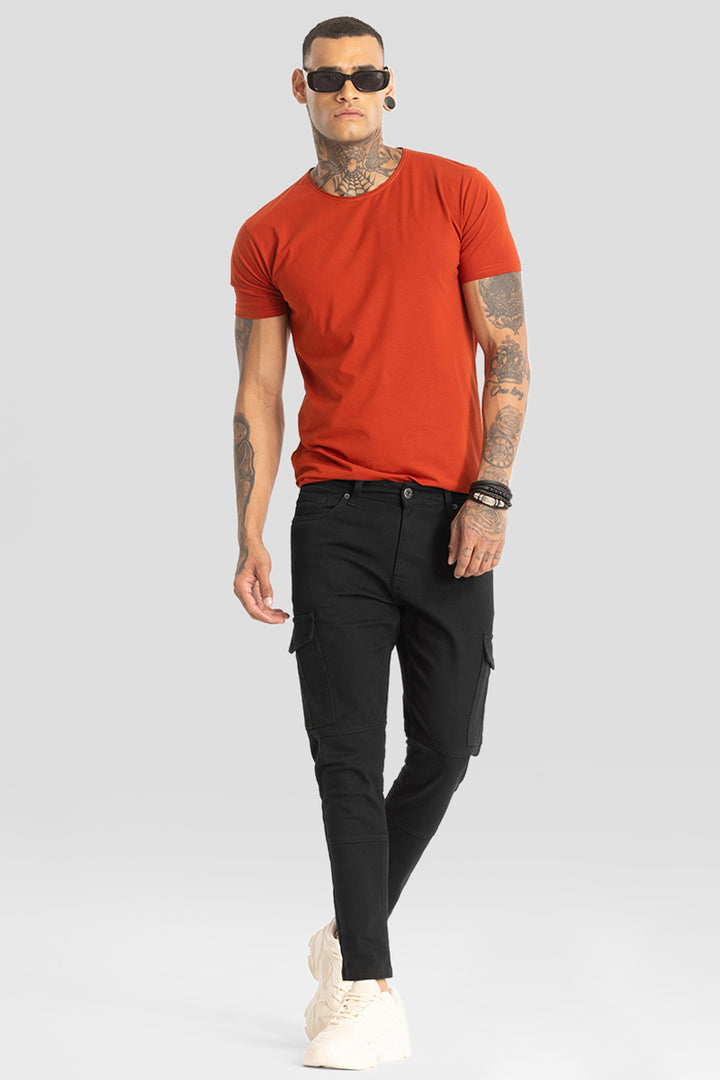 Black Cargo Style Skinny Fit Jeans