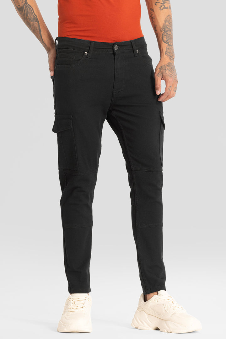 Black Cargo Style Skinny Fit Jeans