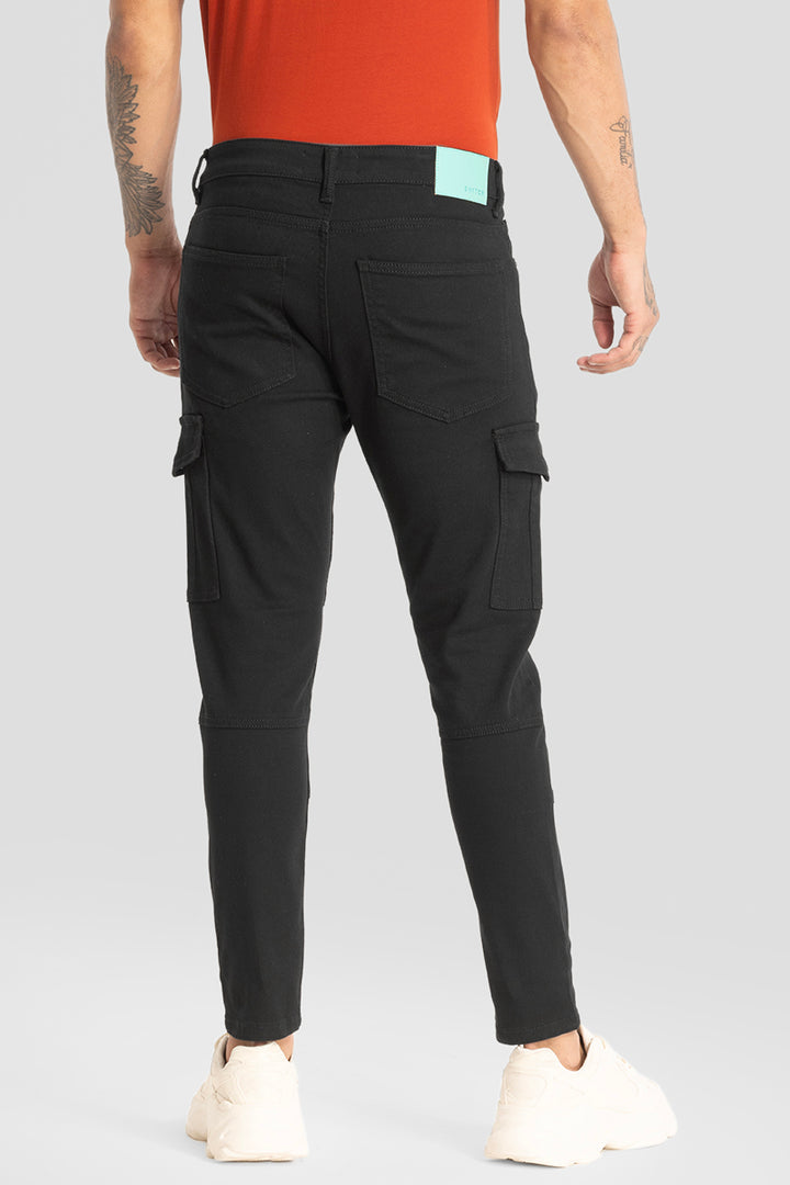 Black Cargo Style Skinny Fit Jeans