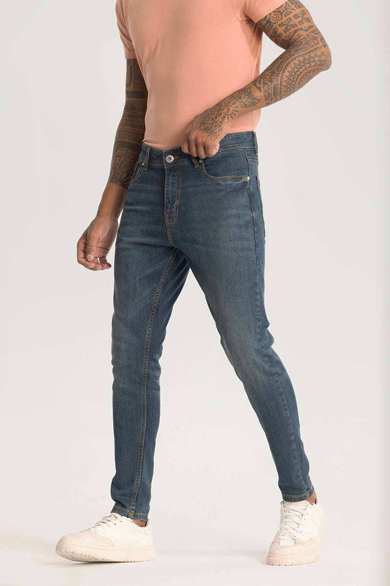 Denim Blue Plain Skinny Fit Jeans