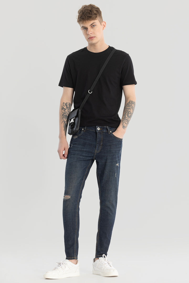 Navy Distressed Skinny Fit Jeans