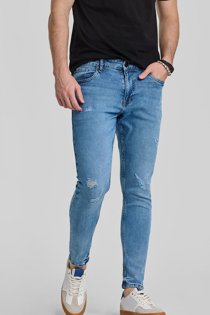 Blue Distressed Skinny Fit Jeans