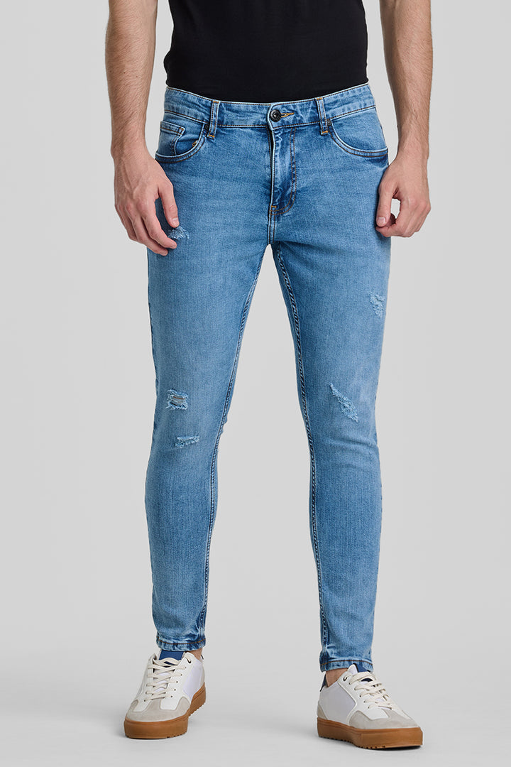 Blue Distressed Skinny Fit Jeans