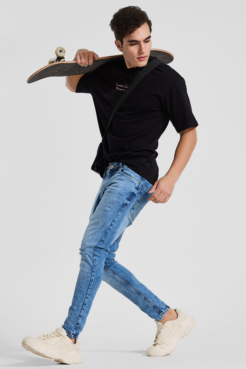 Blue Distressed Skinny Fit Jeans