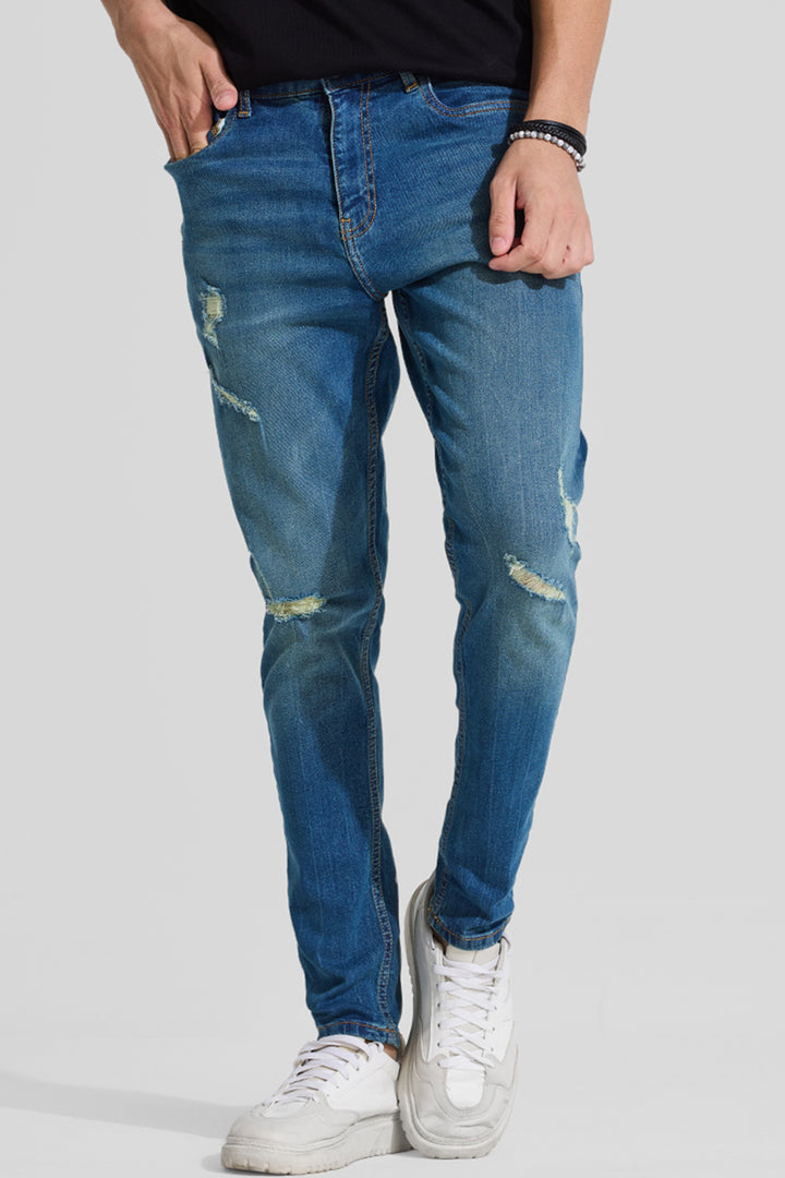 Blue Distressed Skinny Fit Jeans