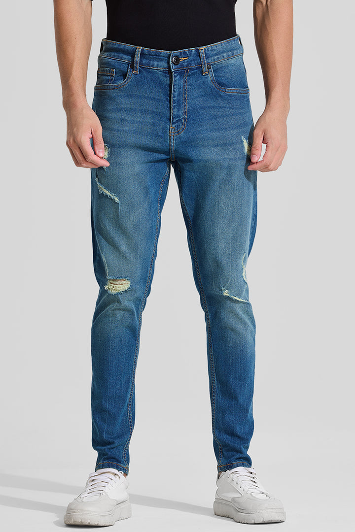 Blue Distressed Skinny Fit Jeans