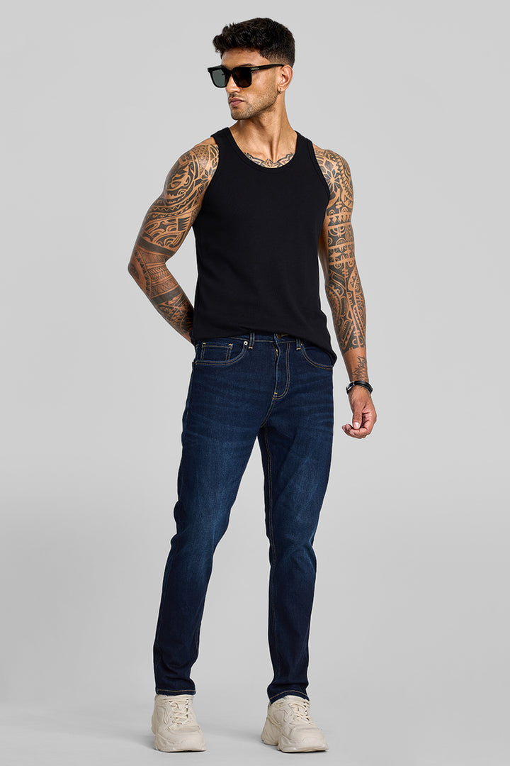 Navy Tapered Fit Jeans