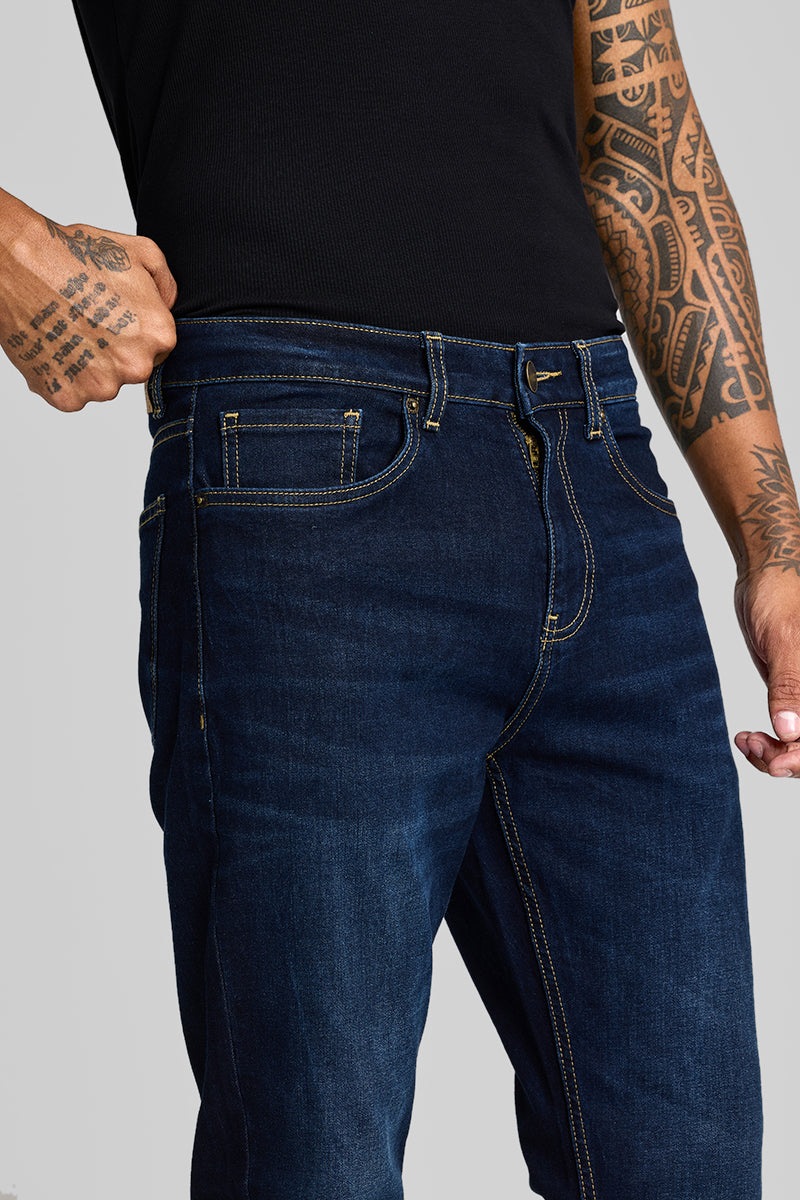 Navy Tapered Fit Jeans