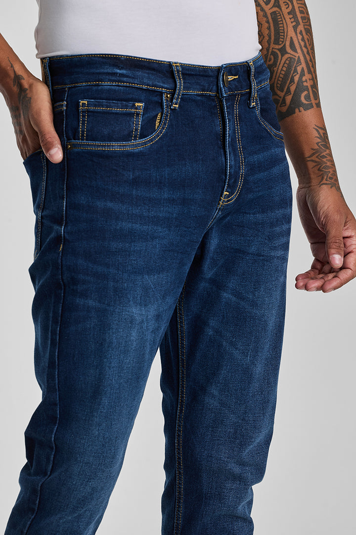 Navy Tapered Fit Jeans