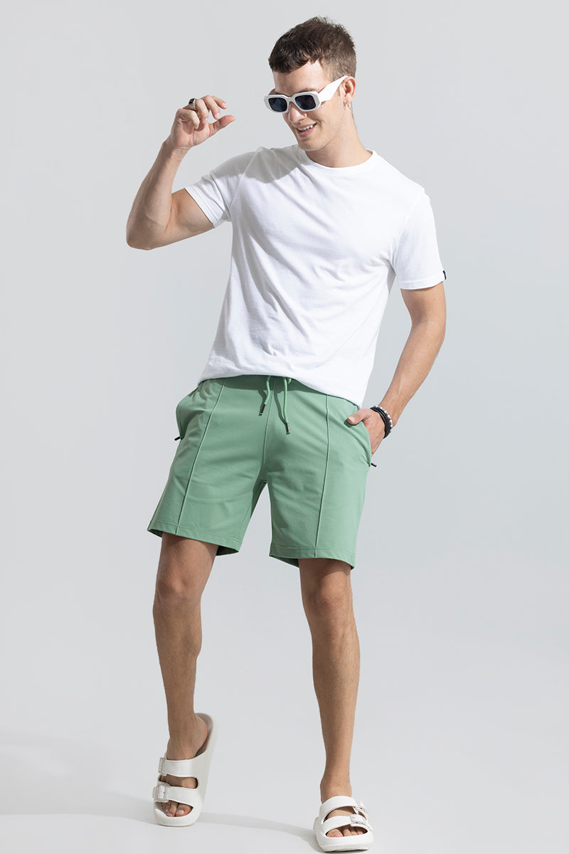 Pleated Green Shorts