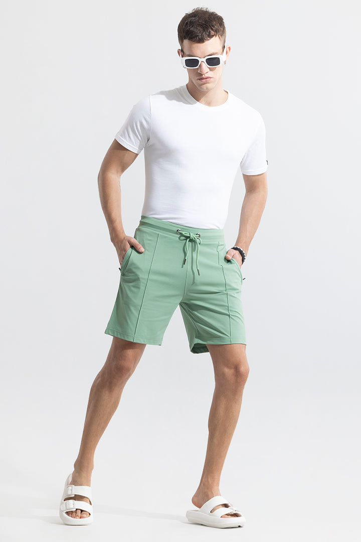 Pleated Green Shorts