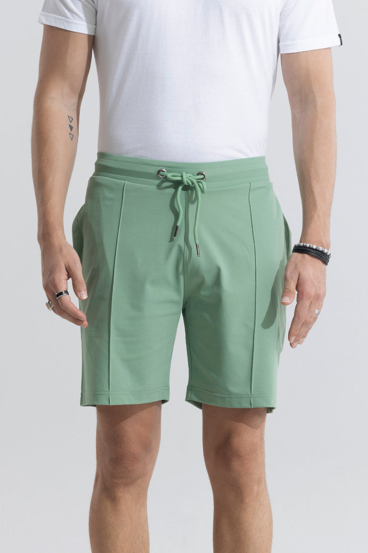 Pleated Green Shorts