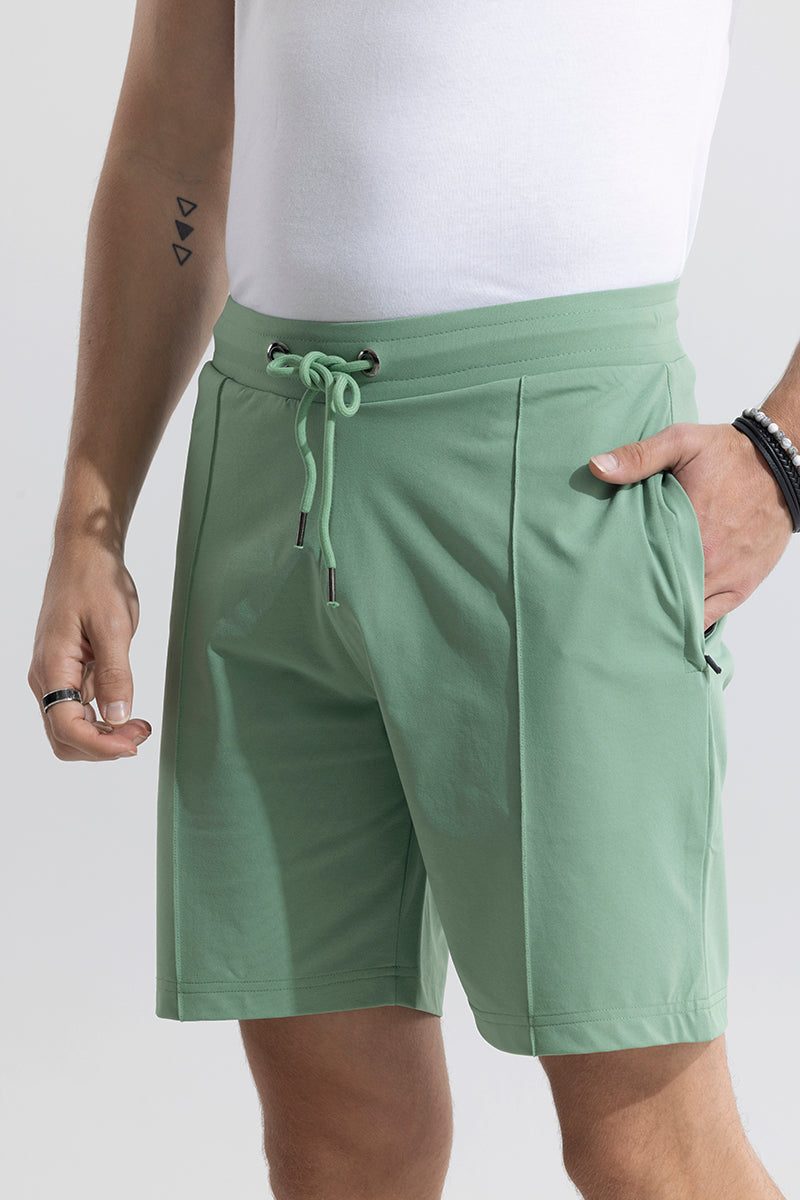 Buy Men's Brocky Green Linen Shorts Online | SNITCH