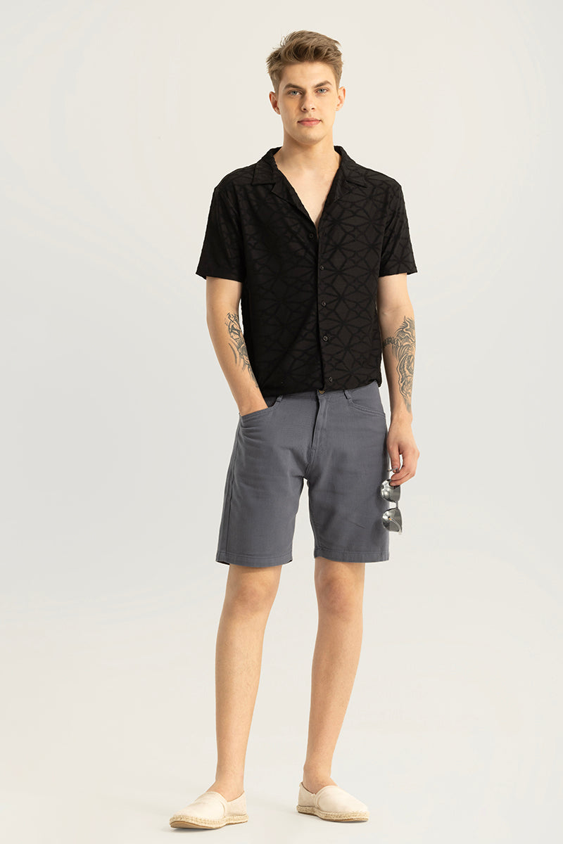 Viviane Grey Plain Regular Fit Shorts