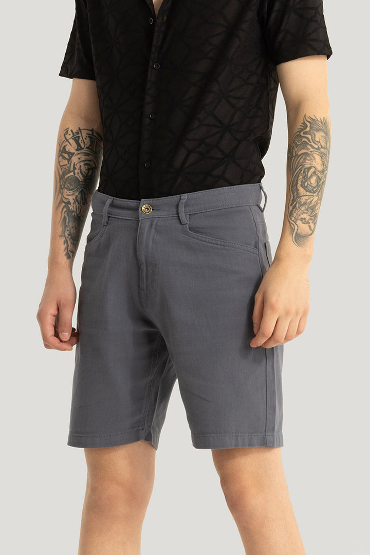 Viviane Grey Plain Regular Fit Shorts