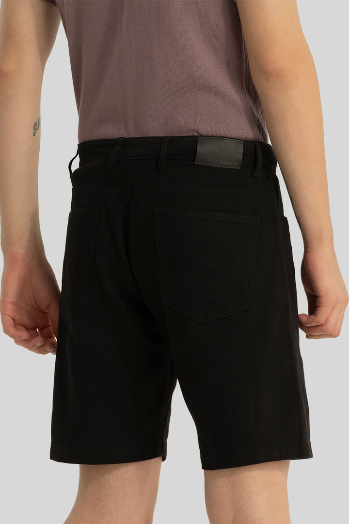 Viviane Black Plain Regular Fit Shorts