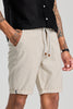 Beige Plain Linen Regular Fit Shorts