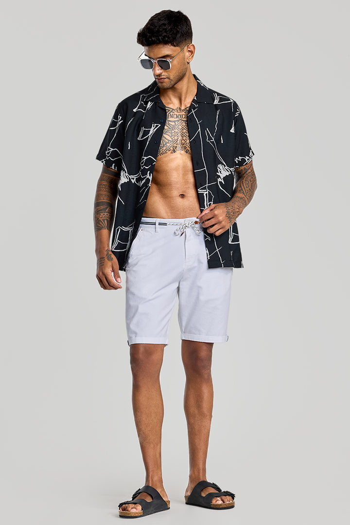 White Plain Linen Regular Fit Shorts