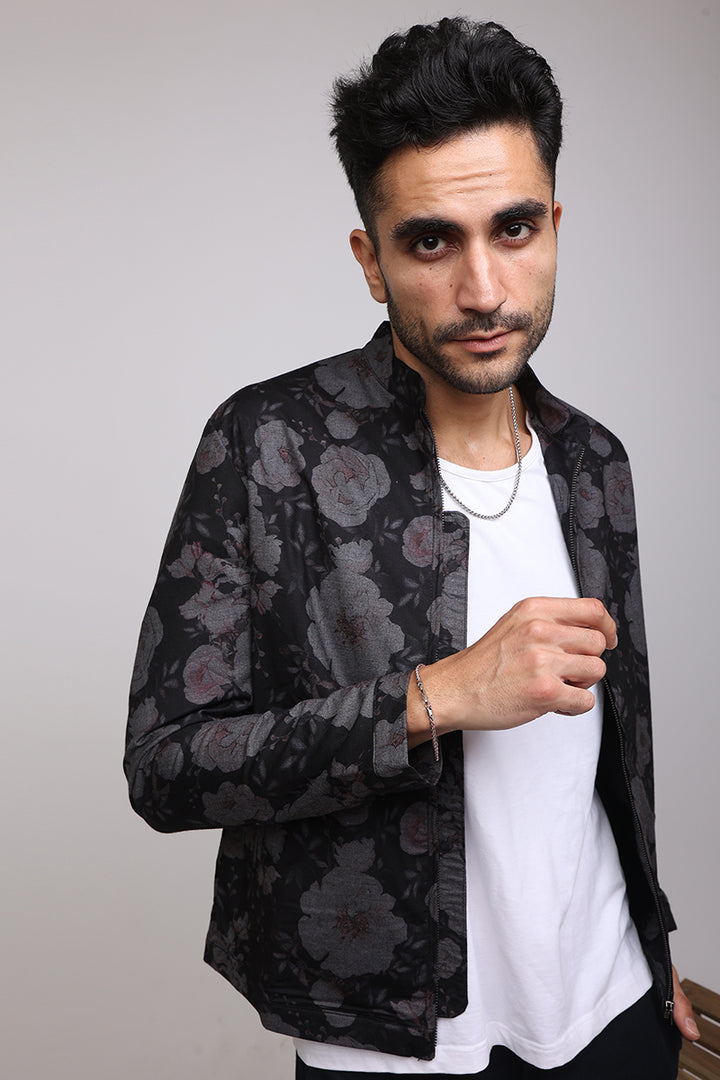 Midnight Floral Black Printed Jacket