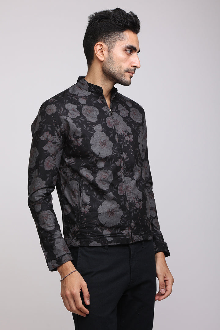 Midnight Floral Black Printed Jacket