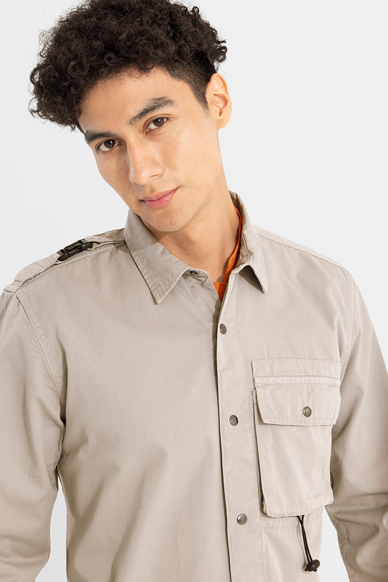 Snap Pocket Grey Overshirt