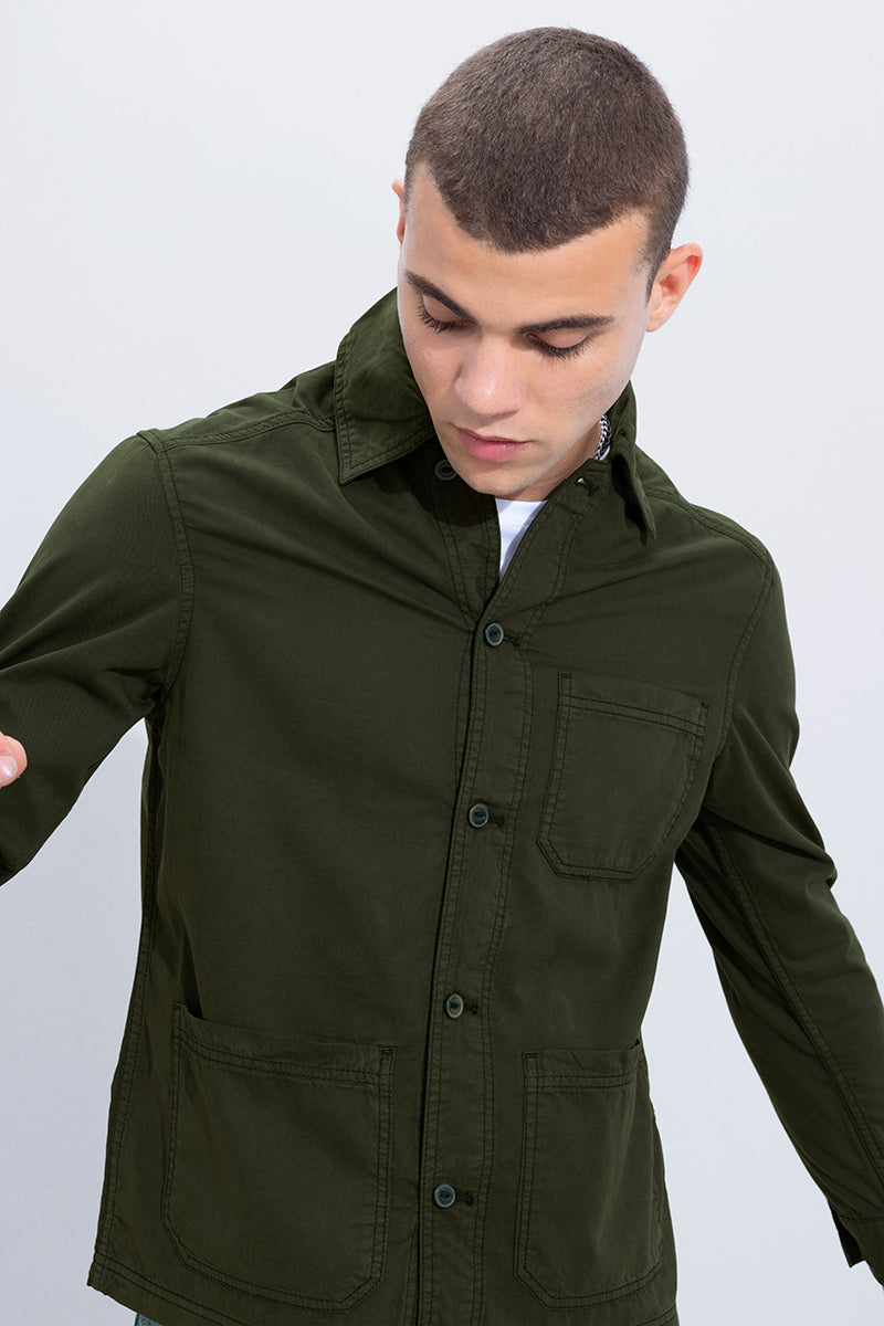 Trois Olive Overshirt