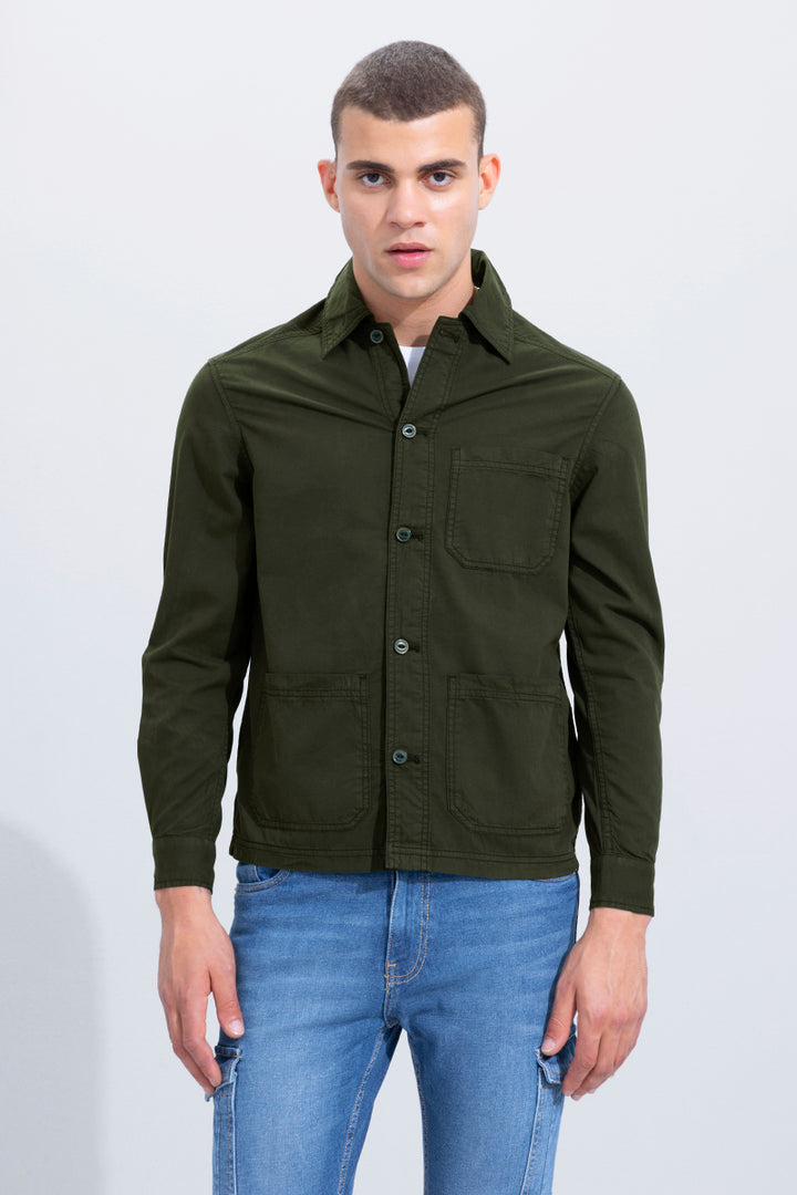 Trois Olive Overshirt