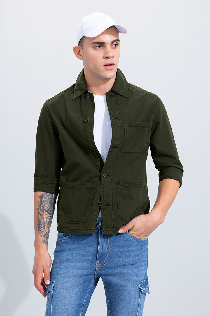 Trois Olive Overshirt