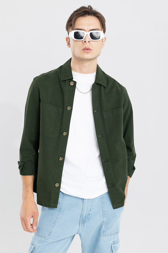 Buy Men's Doublet Green Overshirt Online | SNITCH