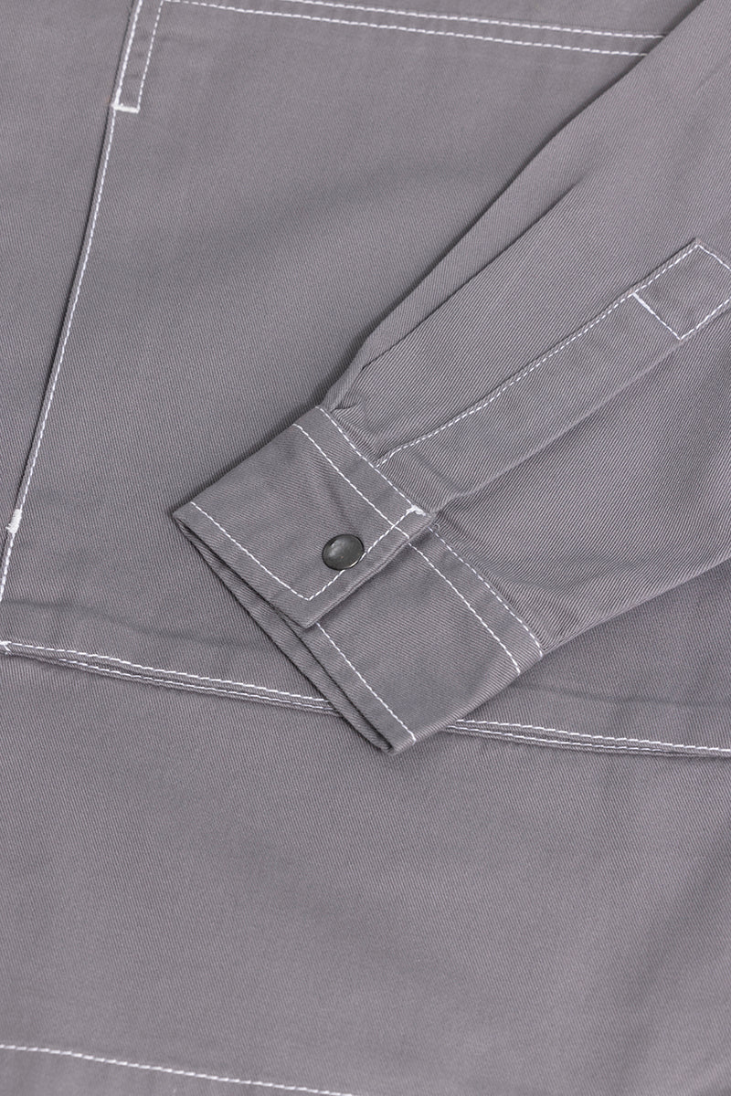 Contrast Stitch Grey Overshirt