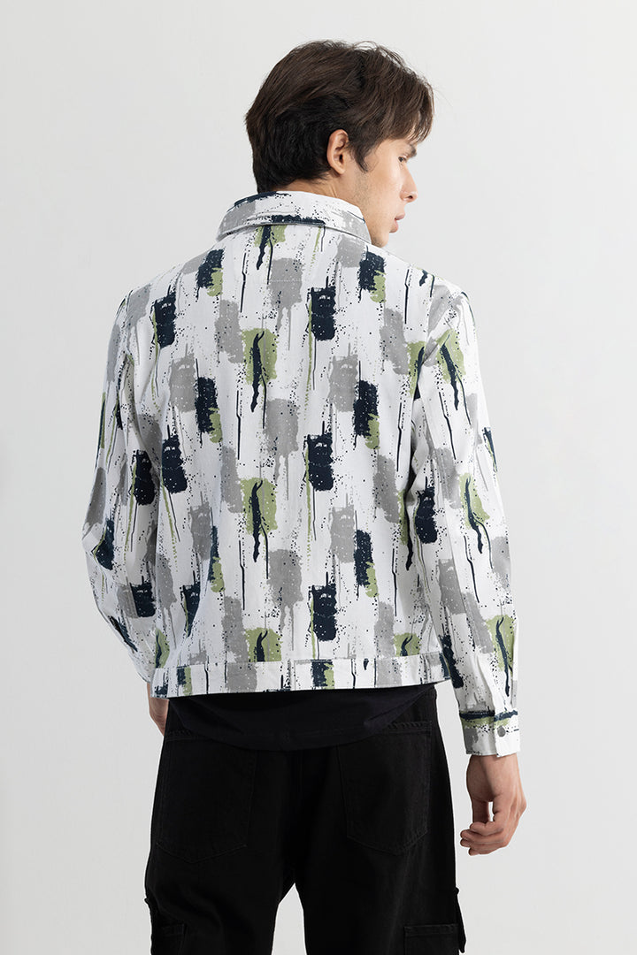 Drizzled Effect Green Overshirt