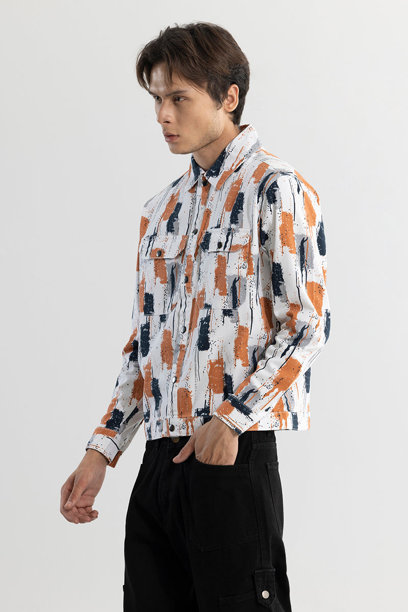 Drizzled Effect Orange Overshirt