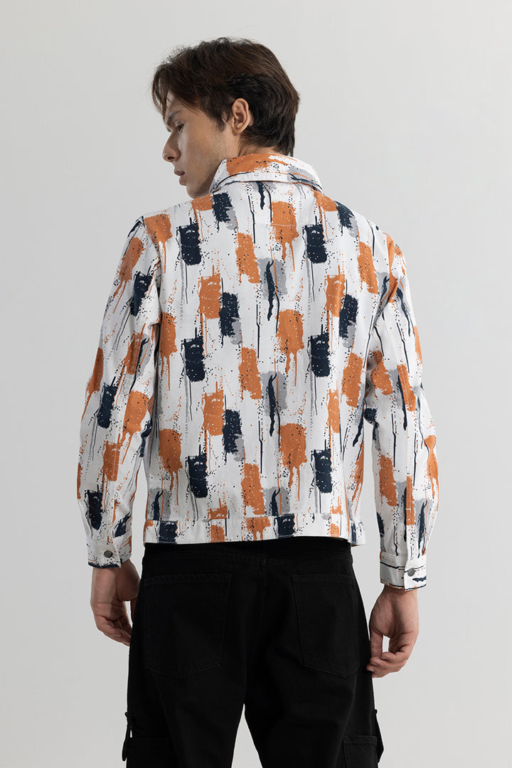 Drizzled Effect Orange Overshirt