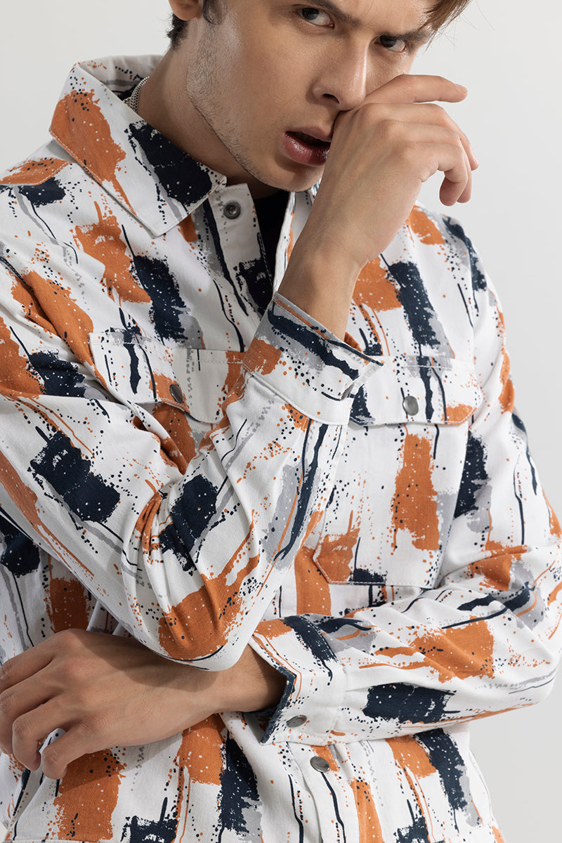 Drizzled Effect Orange Overshirt