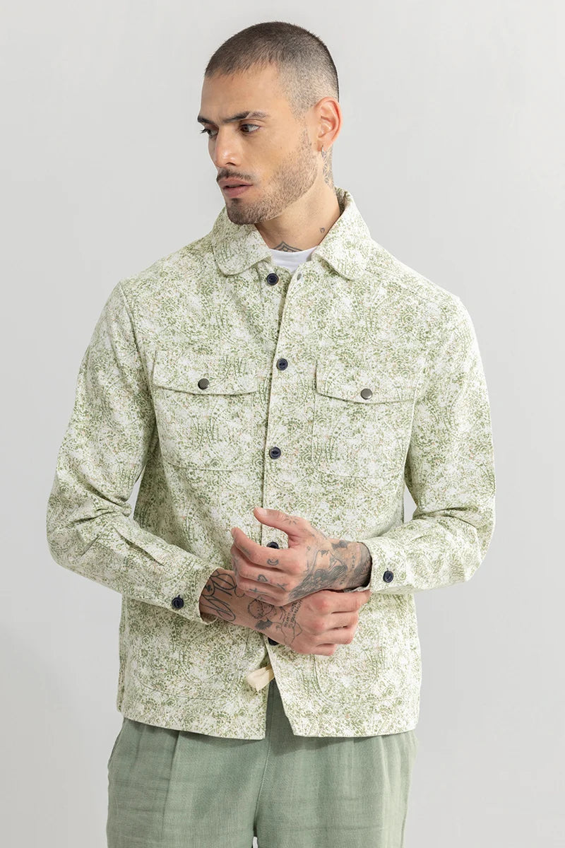 Self Print Green Overshirt