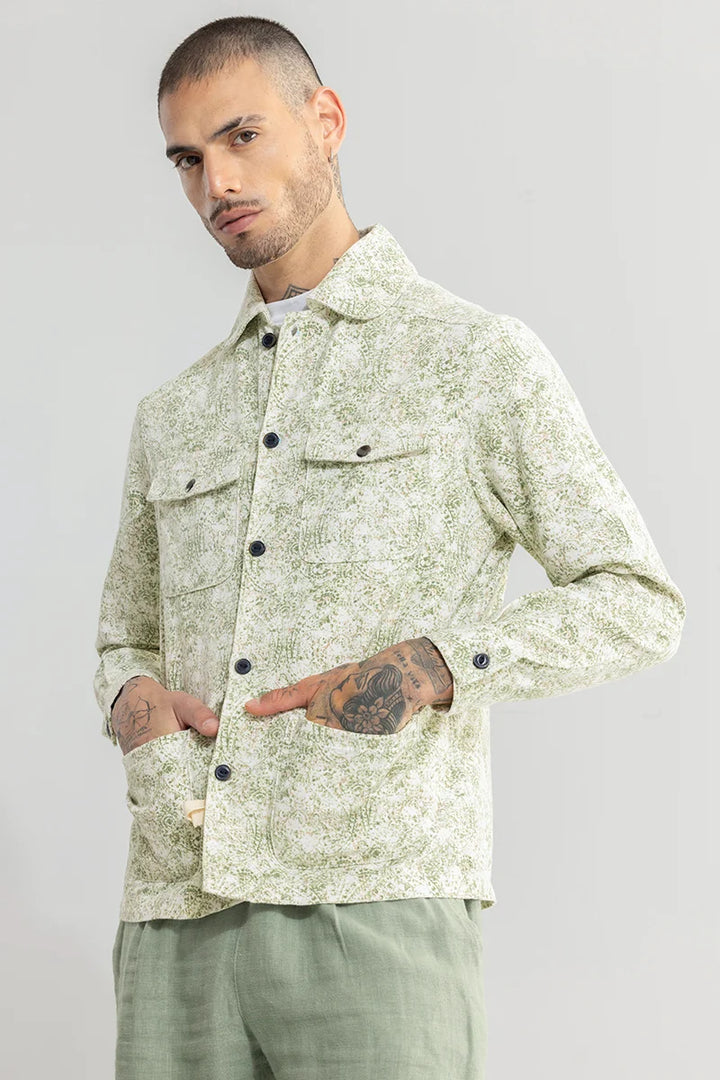 Self Print Green Overshirt