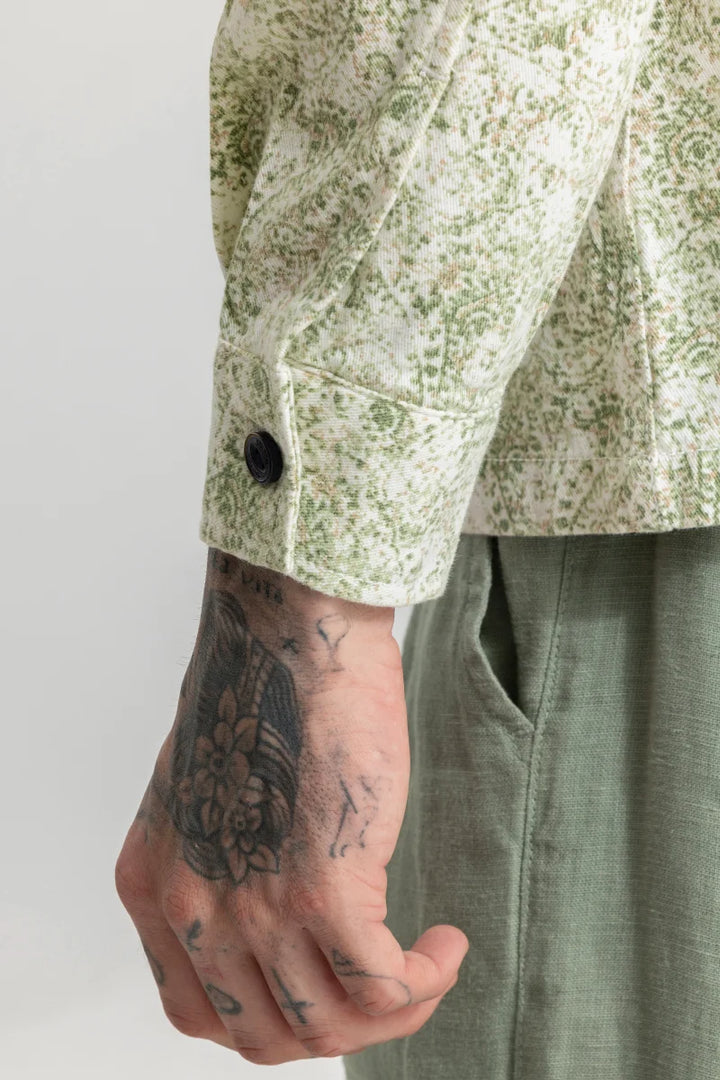 Self Print Green Overshirt