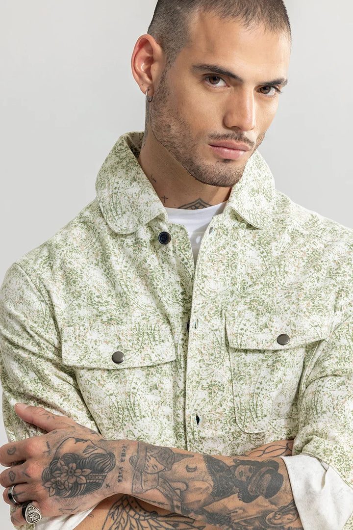 Self Print Green Overshirt