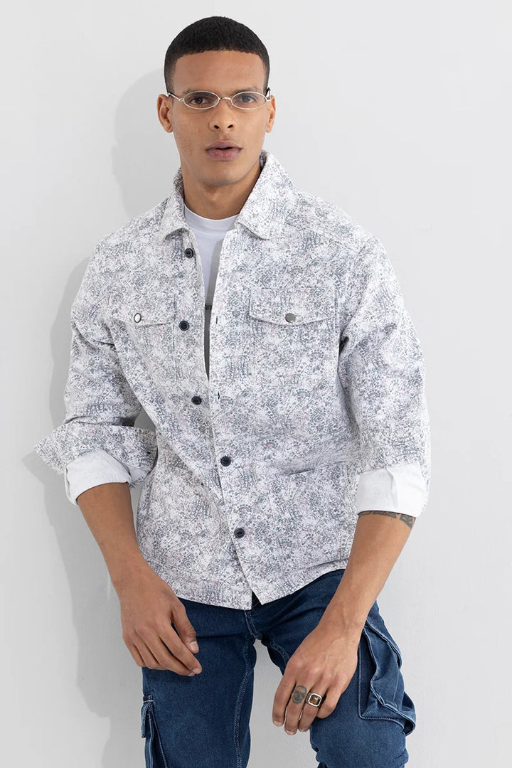 Self Print Grey Overshirt