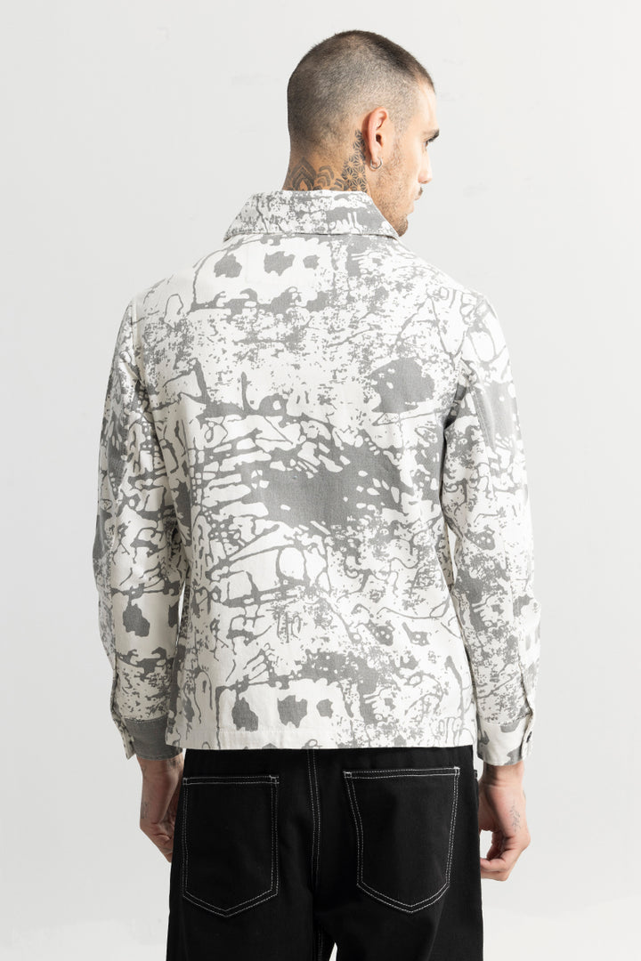 Ripple Abstract Print Grey Overshirt