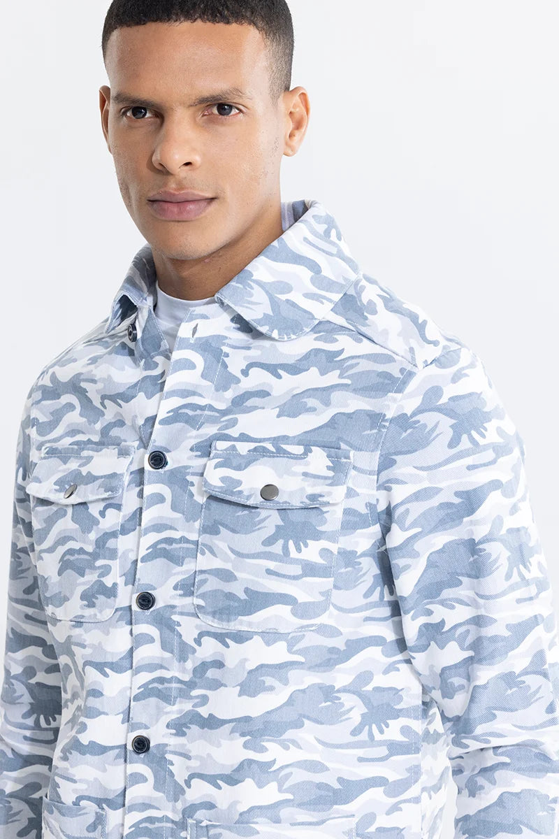 Cryptic Print Blue Overshirt