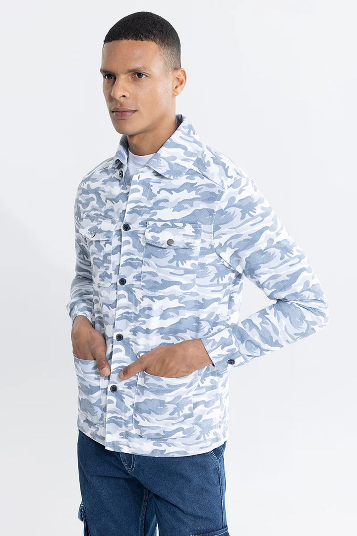 Cryptic Print Blue Overshirt