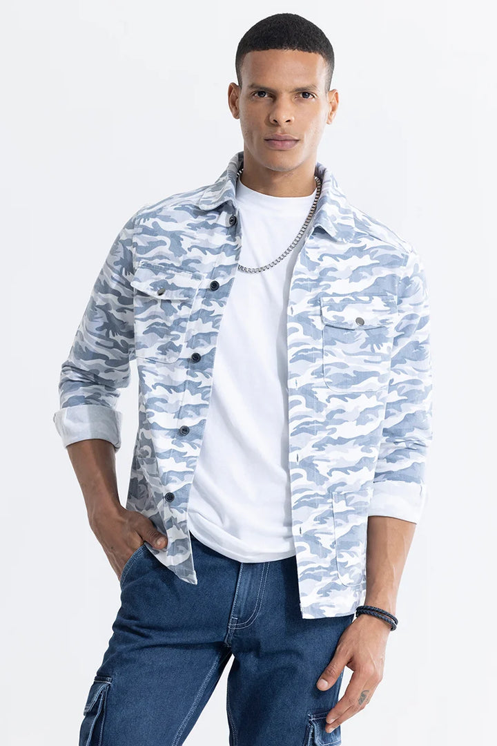 Cryptic Print Blue Overshirt