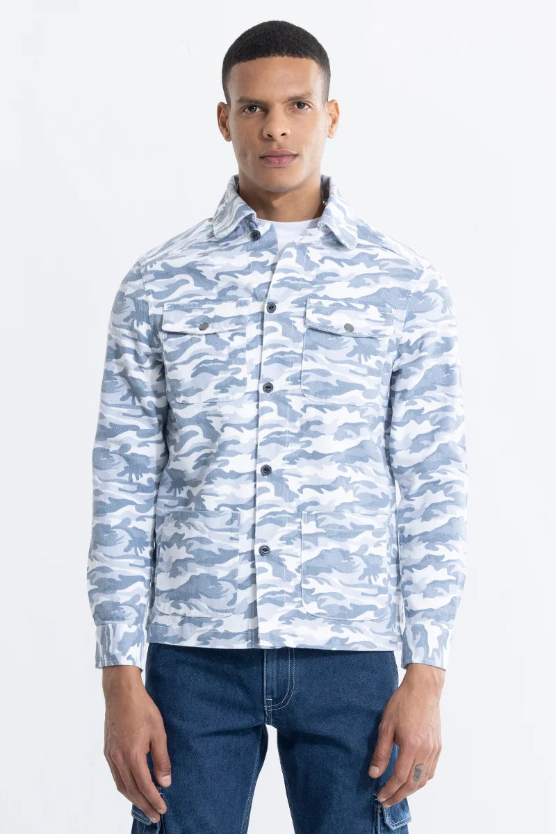 Cryptic Print Blue Overshirt