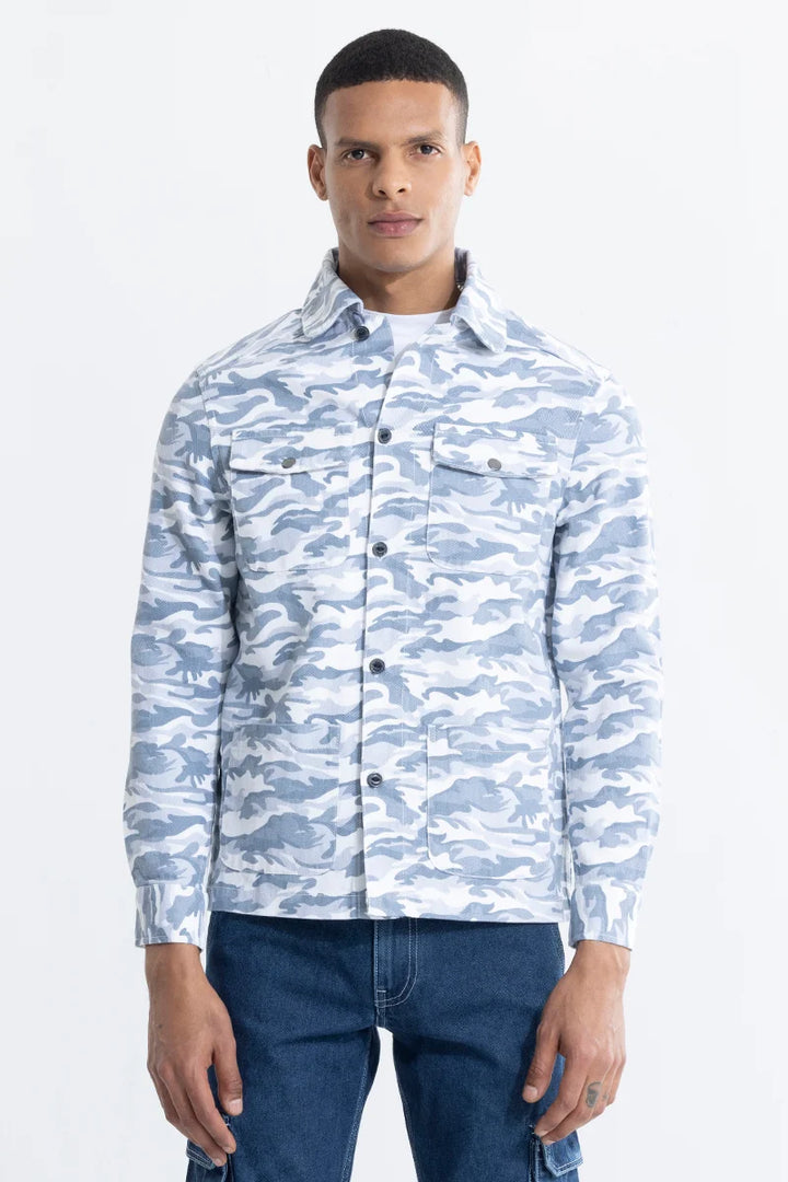 Cryptic Print Blue Overshirt