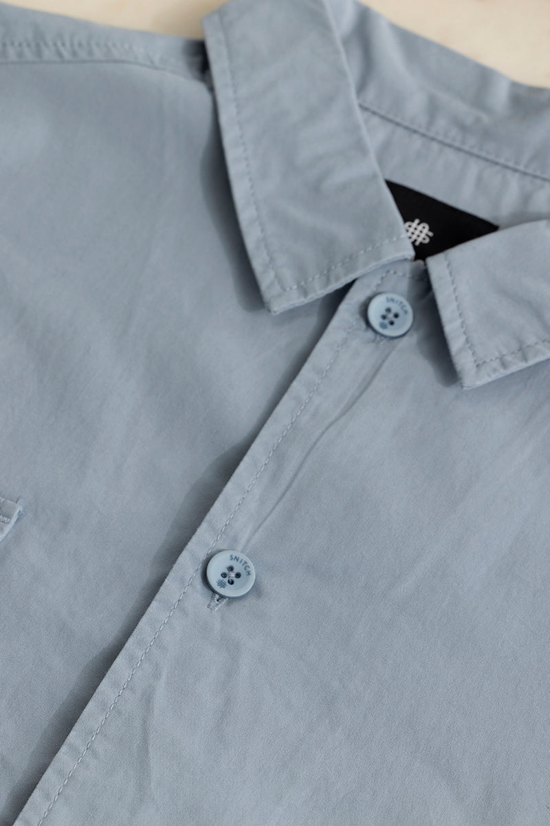 Buy Men's Triad Sky Blue Overshirt Online | SNITCH