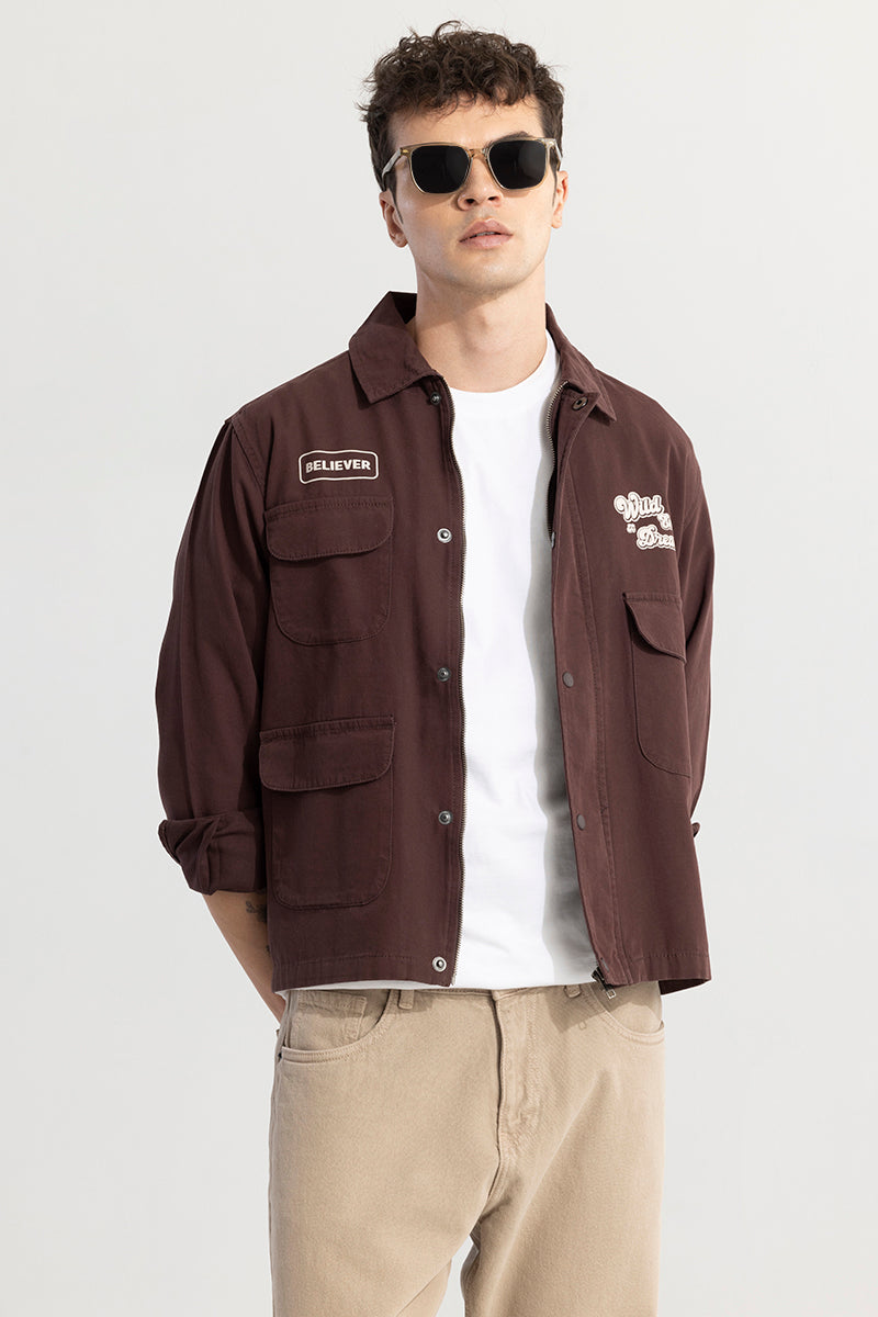 Buy Men's Wild Enough Brown Overshirt Online | SNITCH