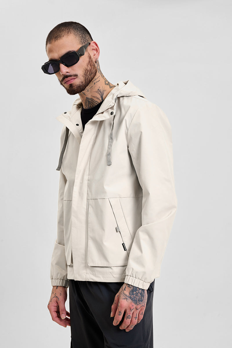 Light Grey Reflective Relaxed Fit Jacket