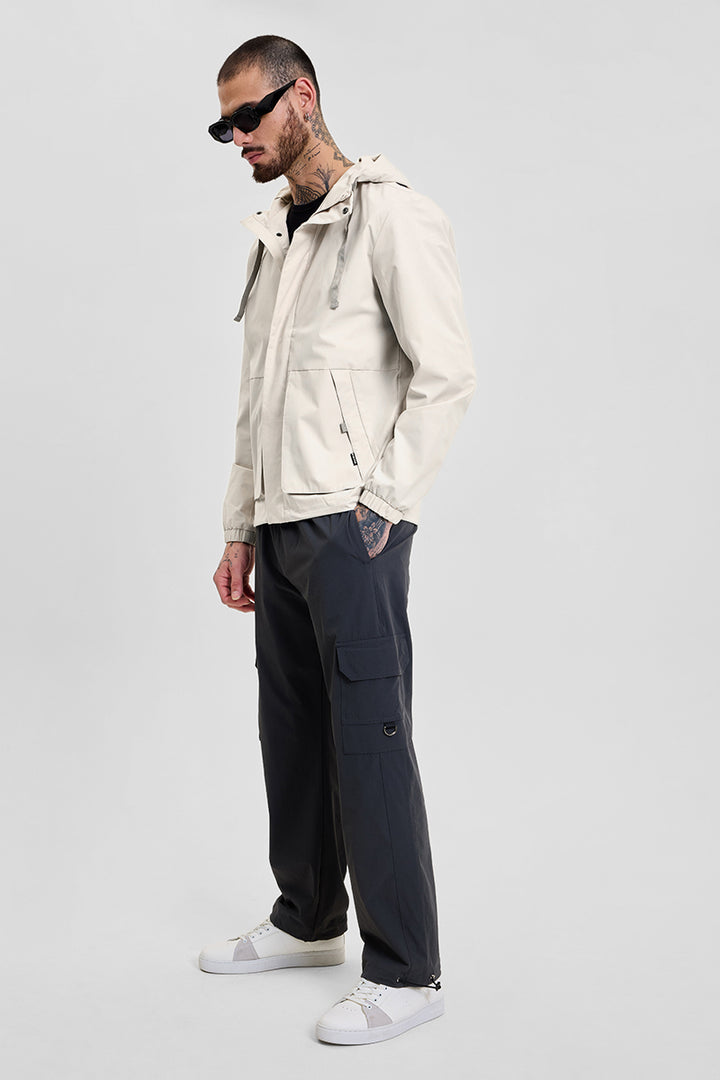 Light Grey Reflective Relaxed Fit Jacket